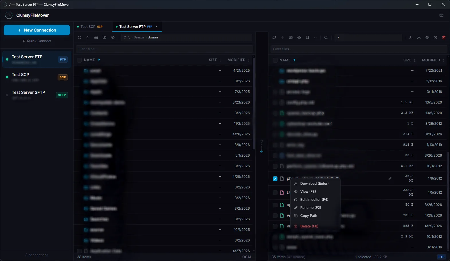 ClumsyFileMover transfer queue and options